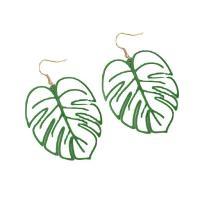 Iron Earring Leaf gold color plated fashion jewelry & for woman & hollow nickel lead & cadmium free Sold By Pair