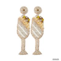 Øreringe smykker, Seedbead, med pailletter, Cup, mode smykker & for kvinde & med rhinestone, 22x80mm, Solgt af par