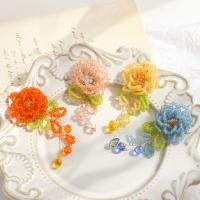 DIY Κοσμήματα Προμήθειες, Κρύσταλλο, με Seedbead, Λουλούδι, περισσότερα χρώματα για την επιλογή, 34x59mm, Sold Με PC