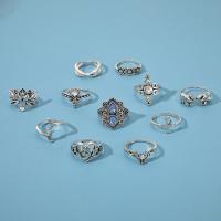 Cink Alloy Ring Set, Cink ötvözet, galvanizált, 11 darabszám & divat ékszerek & a nő, nikkel, ólom és kadmium mentes, Által értékesített Set