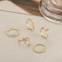 سبائك الزنك خاتم مجموعة, مطلي, 6 قطع & مجوهرات الموضة & أنماط مختلفة للاختيار & للمرأة, ذهبي, النيكل والرصاص والكادميوم الحرة, تباع بواسطة تعيين