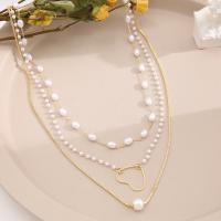 Zinklegierung Schmuck Halskette, mit Kunststoff Perlen, Modeschmuck & für Frau, frei von Nickel, Blei & Kadmium, verkauft von PC