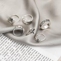 Tibetan Style Ring Set, plated, 6 pieces & fashion jewelry & different styles for choice & for woman, nickel, lead & cadmium free, Sold By Set