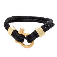 Chain Woven Bracelets Milan Cord with 304 Stainless Steel plated Unisex Length 21 cm Sold By Pair