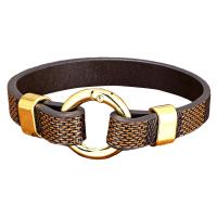 PU Leather Cord Bracelets with Zinc Alloy plated Unisex Length Approx 21 cm Sold By PC