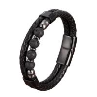Bracelets cordon PU, cuir PU, avec pierre gemme & Acier inoxydable 304, Placage, unisexe, plus de couleurs à choisir, Longueur:Environ 21 cm, Vendu par PC