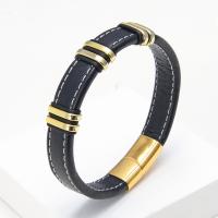 PU Leather Cord Bracelets, with 304 Stainless Steel, plated, Unisex & different styles for choice, more colors for choice, Length:Approx 21 cm, Sold By PC