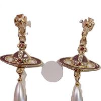 Zinc Alloy Drop Earrings with Plastic Pearl plated micro pave cubic zirconia & for woman Sold By Pair
