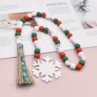 Hemu Beads Christmas Hanging Ornaments with Linen Christmas Design multi-colored Length Approx 90 cm Sold By PC
