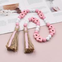 Hemu Beads Hanging Ornaments, with Linen, handmade, for home and office, pink, Length:Approx 85 cm, Sold By PC