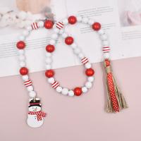 Hemu Beads Christmas Hanging Ornaments, with Linen, Christmas Design, Length:Approx 118 cm, Sold By PC