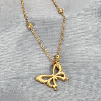 Titanstahl Halskette, Schmetterling, Modeschmuck & für Frau, goldfarben, Länge:ca. 45-50 cm, verkauft von PC