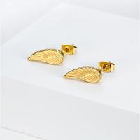 Titanium Steel  Earring, Wing Shape, Vacuum Ion Plating, fashion jewelry & for woman, golden, 14x13mm, Sold By Pair