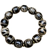 Bracelet Jewelry Agate, Agate Tibéidis, le since bead cóimhiotal, Nádúrtha & jewelry faisin & unisex, 14x16mm, Díolta Per 20.5-21.5 cm Snáithe