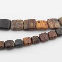 Koraliki z kameniem szlachetnym, Jaspis impresyjny, Kwadrat, DIY & różnej wielkości do wyboru, mieszane kolory, sprzedawane na około 40 cm Strand