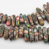 Perles bijoux en pierres gemmes, Jaspe d'impression, DIY, couleurs mélangées, 49x6mm, Vendu par Environ 41.6 cm brin