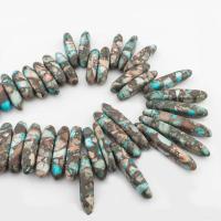 Perles bijoux en pierres gemmes, Jaspe d'impression, DIY, couleurs mélangées, 43x7mm, Vendu par Environ 40.4 cm brin