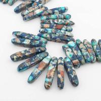 Perles bijoux en pierres gemmes, Jaspe d'impression, DIY, couleurs mélangées, 43x7mm, Vendu par Environ 41.5 cm brin