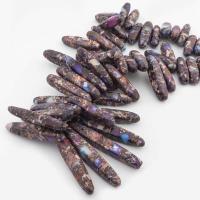 Perles bijoux en pierres gemmes, Jaspe d'impression, DIY, couleurs mélangées, 51x7mm, Vendu par Environ 38 cm brin