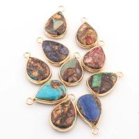Natural Imperial Jasper Pendants Impression Jasper with Brass Teardrop gold color plated fashion jewelry & DIY Sold By PC