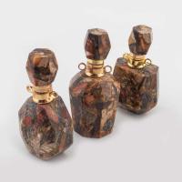 Impression Jasper Perfume Bottle Pendant with Brass gold color plated fashion jewelry & DIY mixed colors Sold By PC