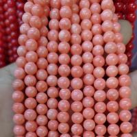 Perles bijoux en pierres gemmes, corail synthétique, Rond, DIY & normes différentes pour le choix, rose, Vendu par Environ 38 cm brin
