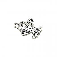 Tibetan Style Animal Pendants, Fish, antique silver color plated, vintage & DIY & can be used as pendant or bead, nickel, lead & cadmium free, 16x12mm, Approx 100PCs/Bag, Sold By Bag