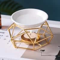Porcelain Aromatherapy Essential Oil Diffuser, with Iron, gold color plated, for home and office & durable, 13.8x6cm,10.3x2.3cm, Sold By PC