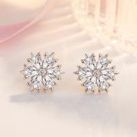 Cubic Zirconia Micro Pave Brass Earring, Snowflake, fashion jewelry & micro pave cubic zirconia & for woman, nickel, lead & cadmium free, 14x10mm, Sold By Pair