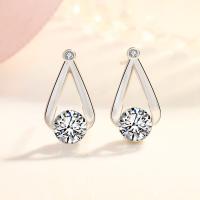 Cubic Zirconia Micro Pave Brass Earring polished fashion jewelry & micro pave cubic zirconia & for woman nickel lead & cadmium free Sold By Pair