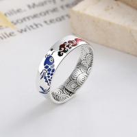 925 Sterling Silver Finger Rings Antique finish fashion jewelry & Unisex & enamel nickel lead & cadmium free 5.5mm Sold By PC