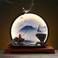 Backflow Incense Burner, Porcelain, handmade, for home and office & durable & with LED light & multifunctional & different styles for choice, 300x100x243mm, Sold By PC