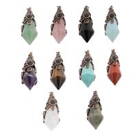 Bijoux Pendentifs en pierres gemmes, pierre gemme, avec alliage de zinc, différents matériaux pour le choix & unisexe, 60x19x19mm, Trou:Environ 3mm, Vendu par PC