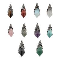 Gemstone Pendants Jewelry, with Tibetan Style, different materials for choice & Unisex, 60x18x15mm, Hole:Approx 3mm, Sold By PC