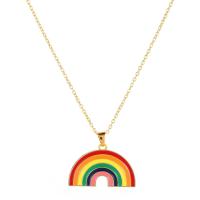 Tibetan Style Jewelry Necklace, with 1.97inch extender chain, Rainbow, KC gold color plated, fashion jewelry & for woman & enamel, rainbow colors, nickel, lead & cadmium free, 26x32mm, Sold Per Approx 16.93 Inch Strand