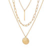 Multi слой ожерелье, цинковый сплав, KC Золотой цвет покрытием, три слоя & ювелирные изделия моды & Женский, не содержит никель, свинец, 25x20mm, продается Strand