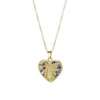 Titanium Steel Necklace Heart 18K gold plated fashion jewelry & for woman & with rhinestone Sold Per Approx 15.75 Inch Strand