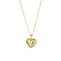 Couple Necklace 304 Stainless Steel with 1.97inch extender chain Heart 18K gold plated fashion jewelry & Unisex & micro pave cubic zirconia golden Sold Per Approx 15.75 Inch Strand