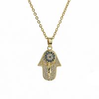 Evil Eye smykker halskæde, 304 rustfrit stål, forgyldt, mode smykker & for kvinde & med rhinestone, gylden, Solgt Per Ca. 15.75 inch Strand