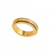 Zirkonia Edelstahl-Finger- Ring, 304 Edelstahl, unisex & verschiedene Größen vorhanden & Micro pave Zirkonia, goldfarben, verkauft von PC