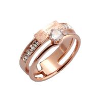 Titanium Steel Finger Ring 18K rose gold plated & for woman & with rhinestone rose gold color Sold By PC