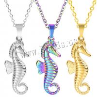 Stainless Steel Jewelry Necklace, 304 Stainless Steel, Seahorse, Vacuum Ion Plating, fashion jewelry & different styles for choice & for woman, more colors for choice, 12x30mm, Length:Approx 50 cm, Sold By PC