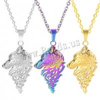 Stainless Steel Jewelry Necklace 304 Stainless Steel Wolf Vacuum Ion Plating fashion jewelry Length Approx 50 cm Sold By PC