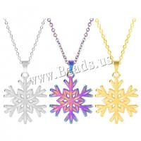 Stainless Steel Jewelry Necklace 304 Stainless Steel Snowflake Vacuum Ion Plating fashion jewelry Length Approx 50 cm Sold By PC