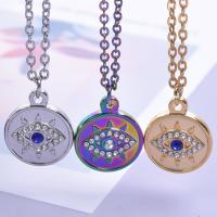 Evil Eye Jewelry Necklace, 304 Stainless Steel, Vacuum Ion Plating, fashion jewelry & different styles for choice & for woman & with rhinestone, more colors for choice, 16x19mm, Length:Approx 50 cm, Sold By PC