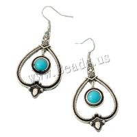 Zinc Alloy Drop Earrings with turquoise silver color plated fashion jewelry & folk style & for woman green Sold By Pair