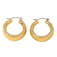 alliage de zinc boucle d'oreille cercle, Placage de couleur d'or, bijoux de mode & pour femme, 28x30mm, Vendu par paire
