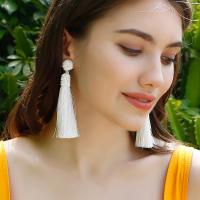 Mode-Fringe-Ohrringe, Seedbead, mit Baumwollfaden, Modeschmuck & für Frau, keine, 20x100mm, verkauft von Paar