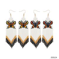Fashion Fringe Earrings, Seedbead, Butterfly, fashion jewelry & for woman, more colors for choice, 30x105mm, Sold By Pair