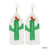 Fashion Fringe Earrings, Seedbead, Opuntia Stricta, fashion jewelry & for woman, mixed colors, 35x103mm, Sold By Pair